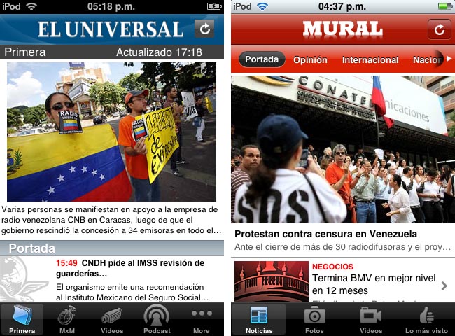 Análisis apps de Reforma y El Universal, agosto de 2009.
