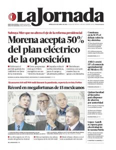 Portada del periódico La Jornada del 6 de abril de 2022.