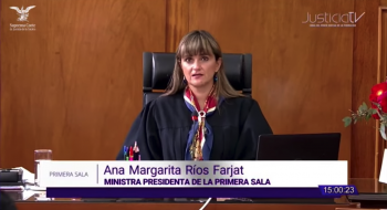 La ministra Ana Margarita Ríos Farjat, presidenta de la Primera Sala de la Suprema Corte, en la sesión del 11 de mayo de 2022. Foto: SCJN