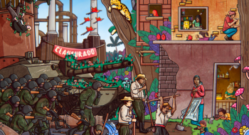 Ilustración difundida por el grupo de hackers Guacamaya.