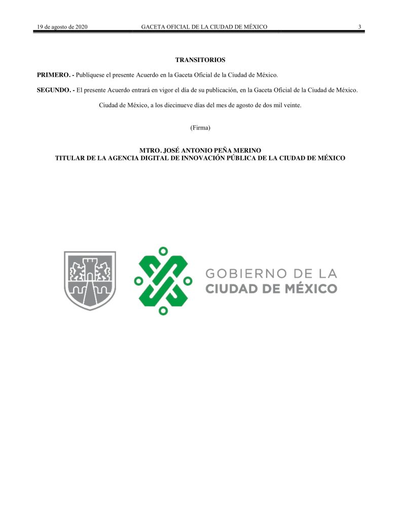 Acuerdo sobre el SUAC de la ADIP publicado en la Gaceta Oficial de la Ciudad de México el 19 de agosto de 2020.