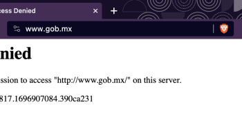 Acceso denegado. Captura de pantalla del bloqueo a sitios oficiales del Gobierno de México desde la red Tor. En esta captura, el sitio principal del Gobierno de México.