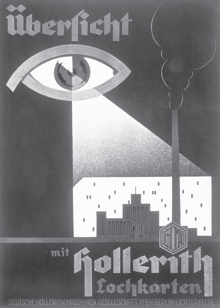 “Las tarjetas perforadas Hollerith dan el retrato total”, se lee en este cartel promocional de los productos de Dehomag, la subsidiaria de IBM en Alemania, de alrededor de 1934.
