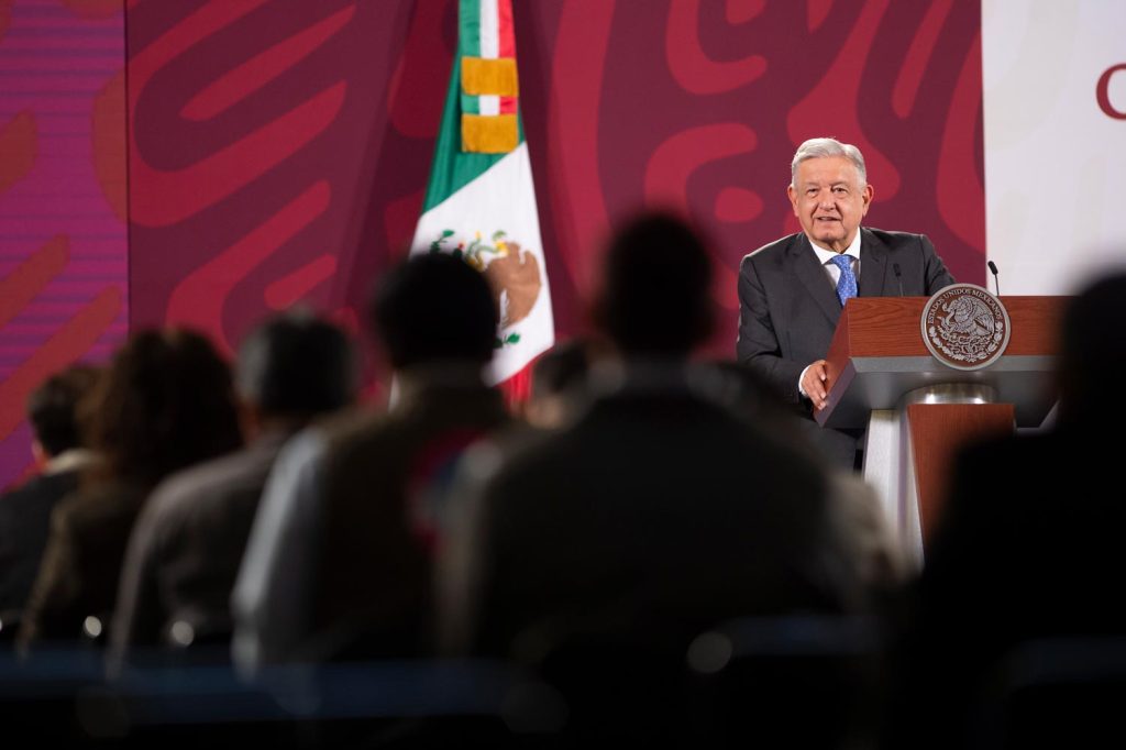 Andrés Manuel López Obrador, presidente de México, en conferencia de prensa en Palacio Nacional el 21 de noviembre de 2022. Foto: Presidencia de México