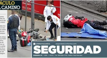 Accidente mortal de un motociclista enredado en cables en la Ciudad de México, 26 de abril de 2024. Fuente: Reforma