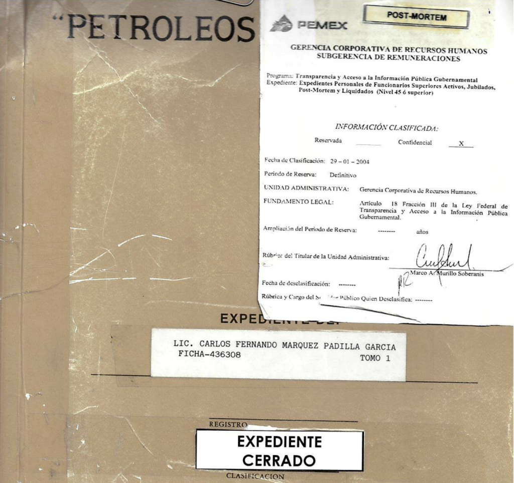 Carátula de uno de los 384 documentos publicados por la Presidencia para acuerpar su denuncia contra María Amparo Casar.