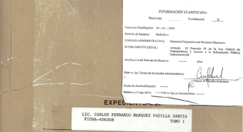 Carátula de uno de los 384 documentos publicados por la Presidencia para acuerpar su denuncia contra María Amparo Casar.