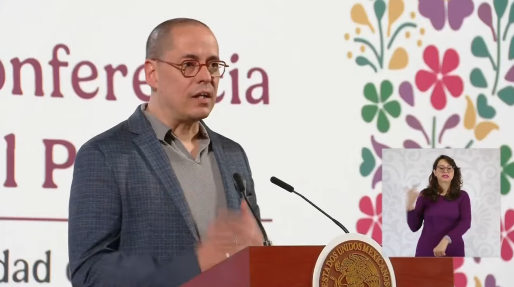 Pepe Merino, titular de la Agencia Digital, en la conferencia de la presidenta Sheinbaum del 30 de enero de 2025. Captura de pantalla https://www.youtube.com/live/k0xyZxzsl2c?si=dcGv9SaVKr4sjCIg&t=916