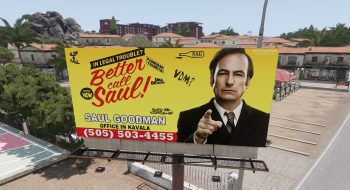 Anuncios en la vía pública de Saul Goodman, el abogado vampiro prototípico, de la serie de TV Breaking Bad.