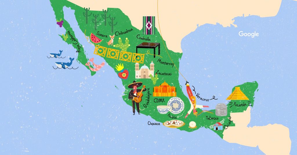 Un mapa de México por Google.