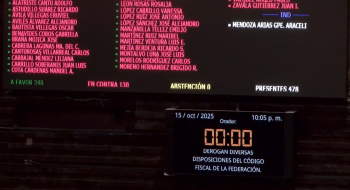 Aprobación del Código Fiscal de la Federación, artículo 30-B incluido, en la Cámara de Diputados, la noche del 15 de octubre, con 348 votos a favor.