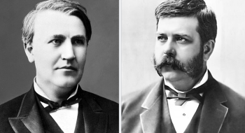 Thomas Alva Edison y George Westinghouse, protagonistas de la guerra de las corrientes.