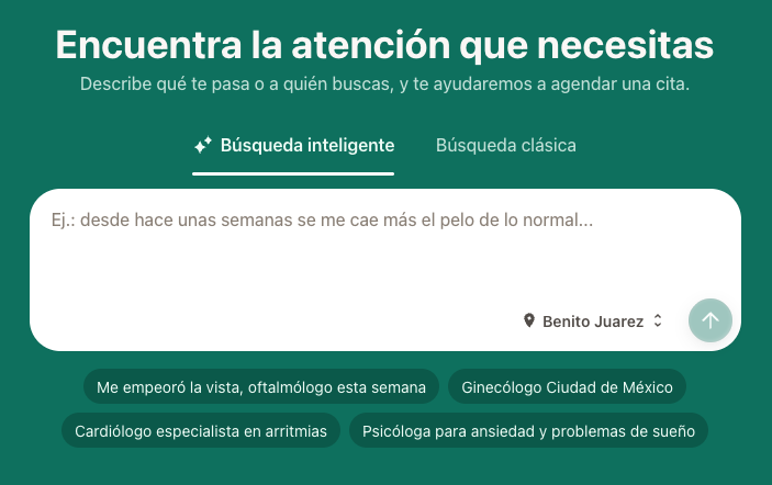 Patrón de búsqueda inteligente sugerido anoche en el sitio web de Doctoralia: «Desde hace unas semanas se me cae más el pelo de lo normal».